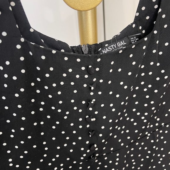 Nasty Gal It's Slit to be Square Polka Dot Maxi Dress NWT Size 2 - Picture 6 of 12